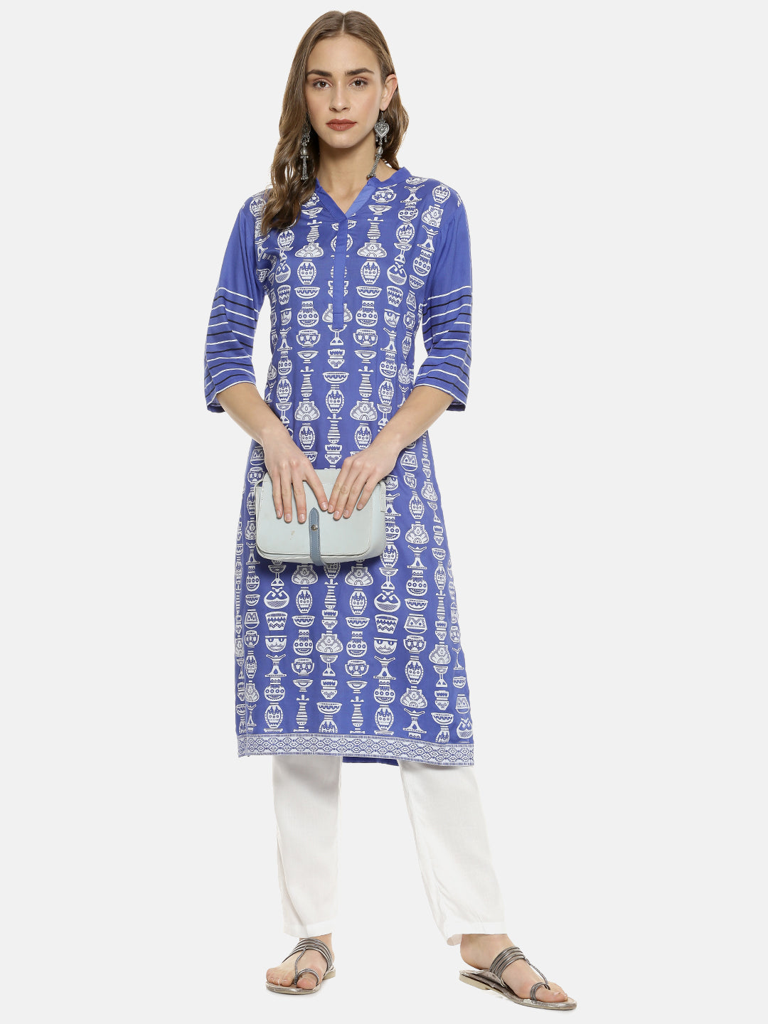Block Print Kurta With Trousers Set