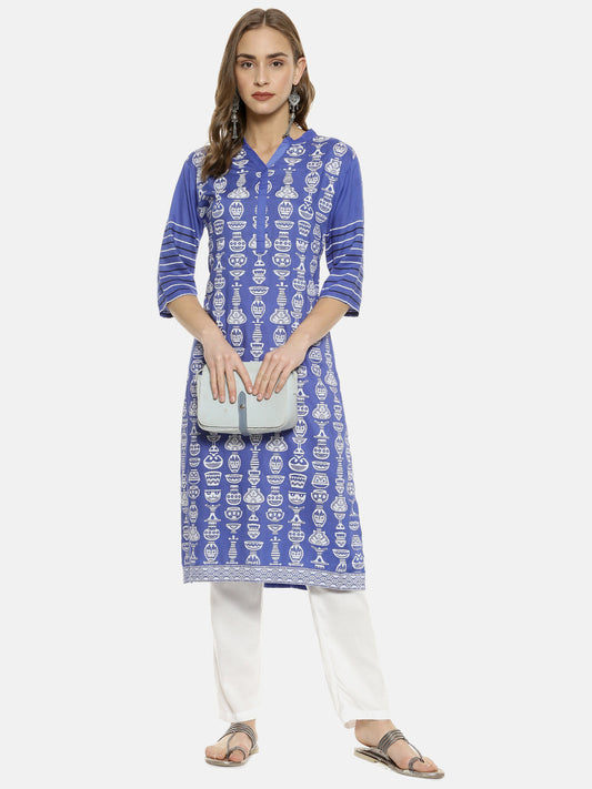 Block Print Kurta With Trousers Set