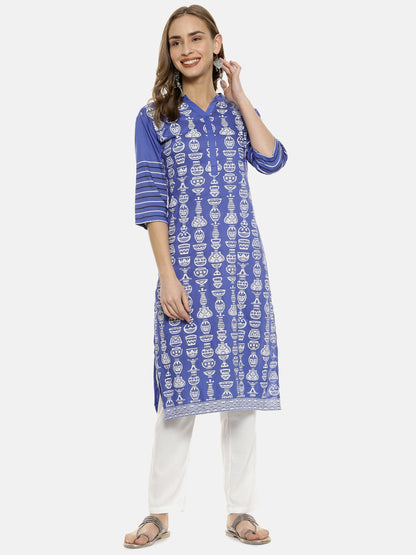 Block Print Kurta With Trousers Set
