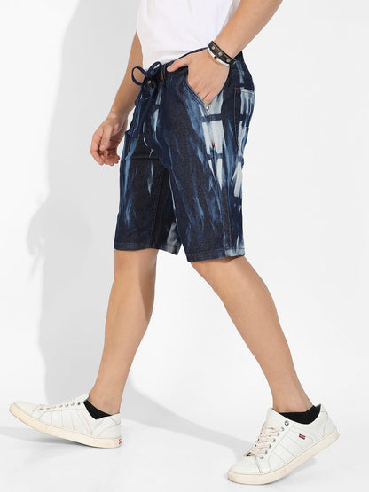 Contrast Wash Denim Shorts