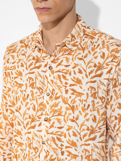 Yellow Ochre Foliage Strokes Shirt