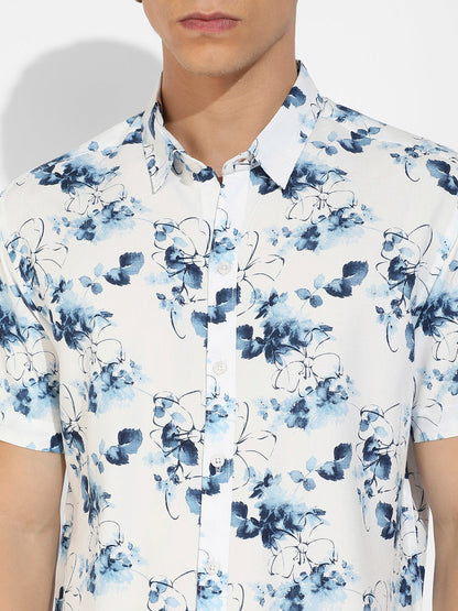 Blue & White Botanical Strokes Shirt