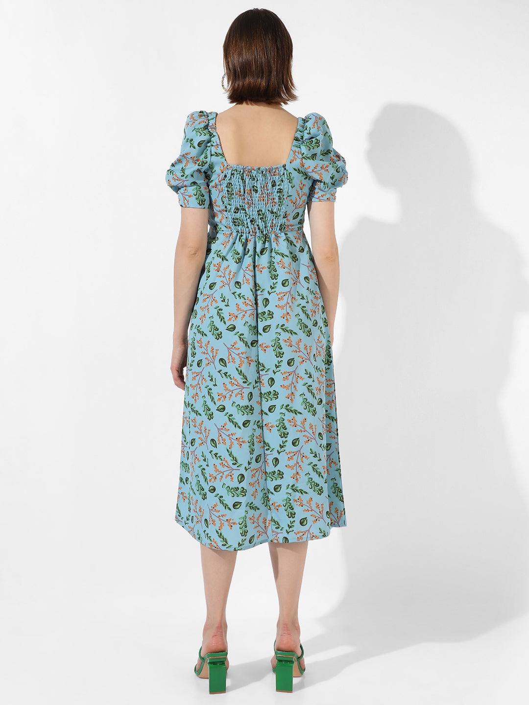 Botanical Print Dress With Slit