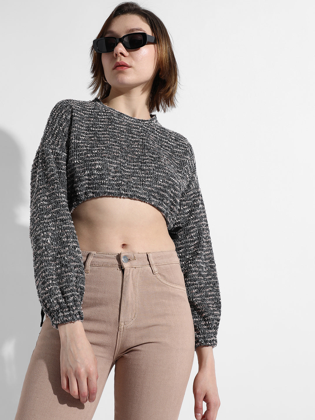 Cinched Cropped Sweatshirt