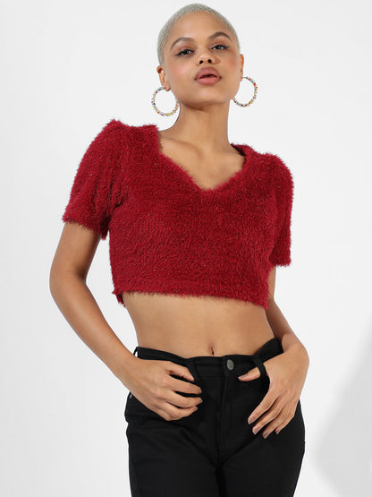 Red Textured Top