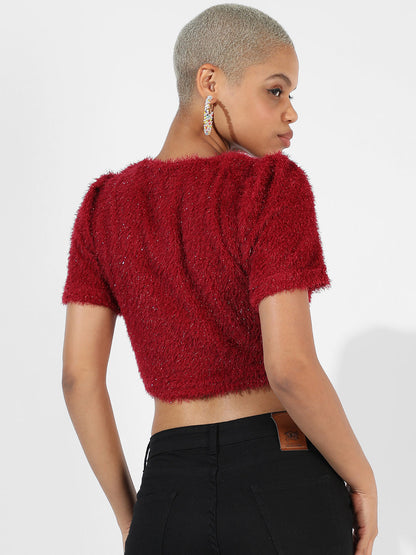 Red Textured Top