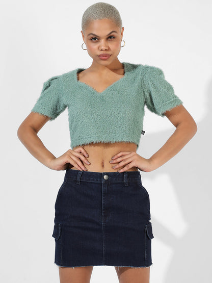 SAGE GREEN TEXTURED TOP