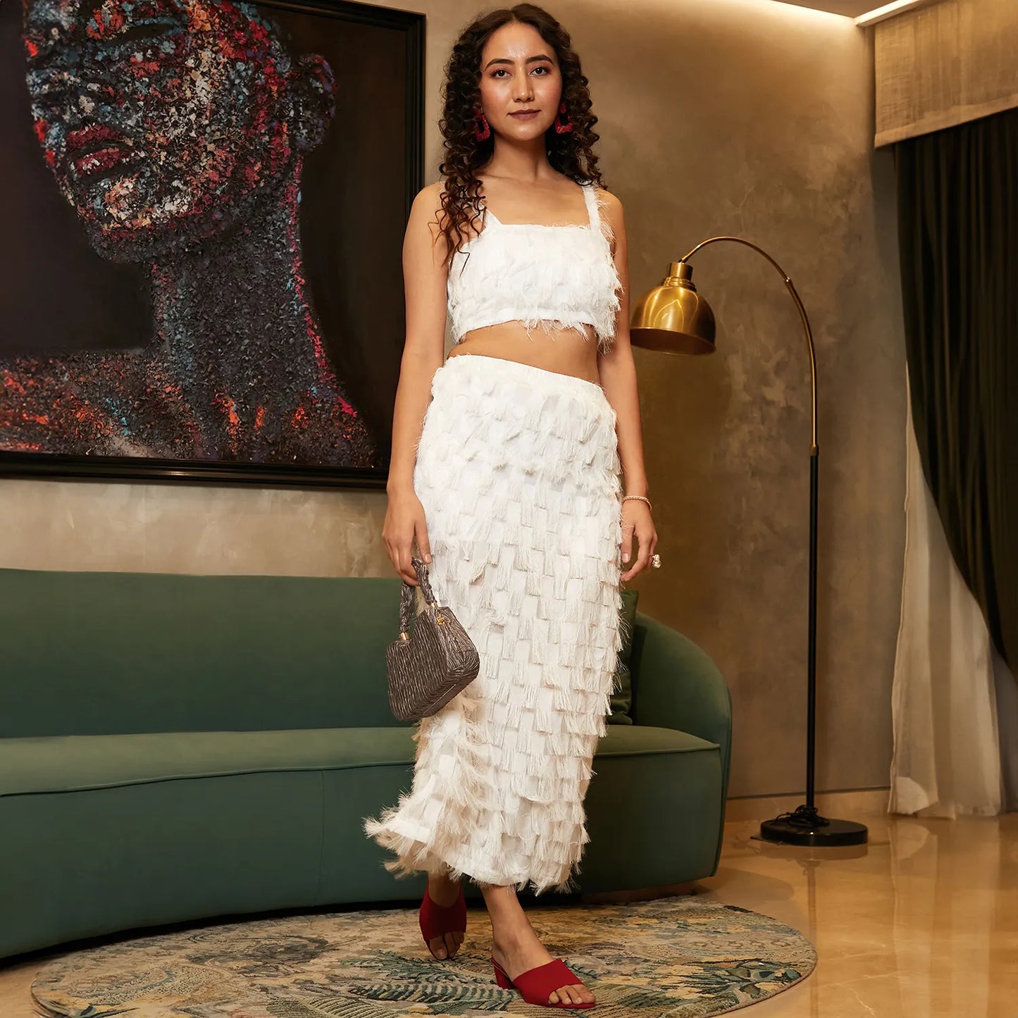 White Co-Ord Set With Fringing