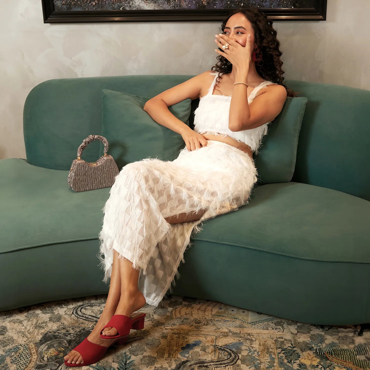 White Co-Ord Set With Fringing