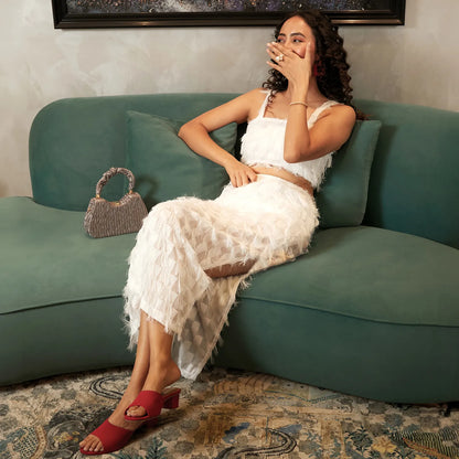 White Co-Ord Set With Fringing