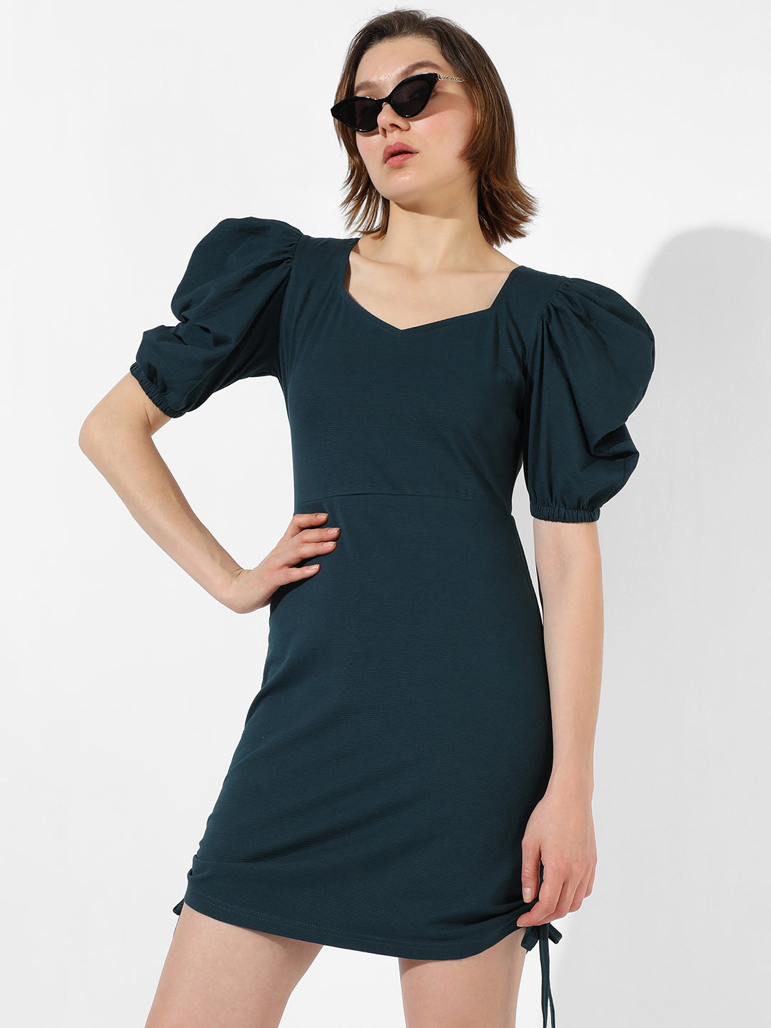 Solid Dress With Ruched Detail