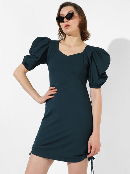 Solid Dress With Ruched Detail