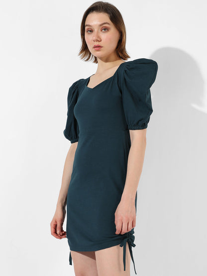 Solid Dress With Ruched Detail