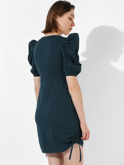 Solid Dress With Ruched Detail