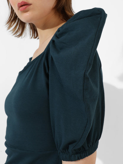 Solid Dress With Ruched Detail