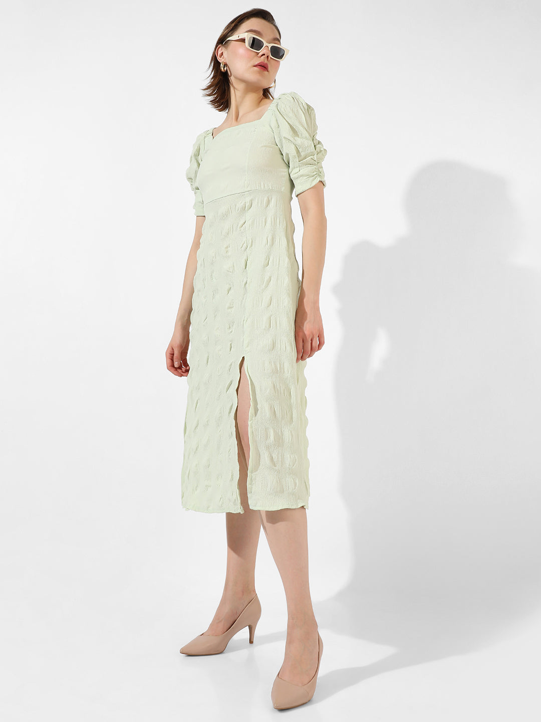 Green Textured Dress