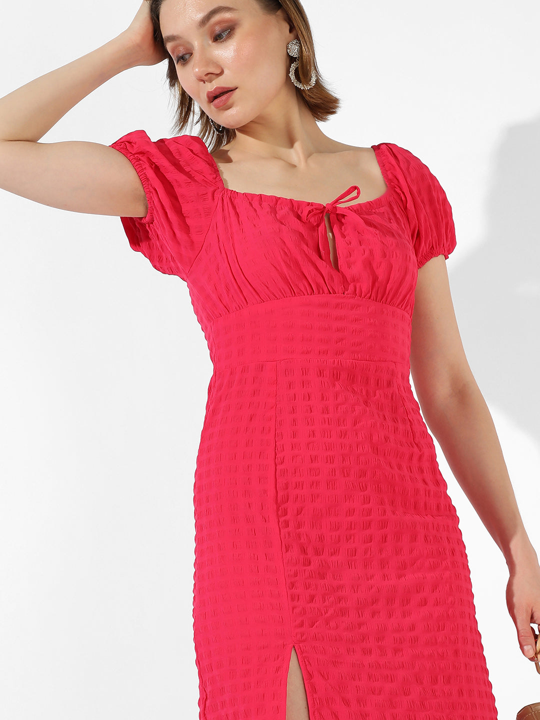 Solid Dress With Slit Detail