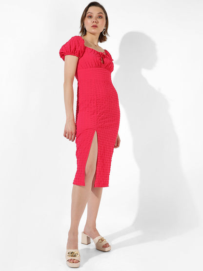 Solid Dress With Slit Detail