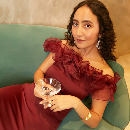 SOLID MAROON DRESS