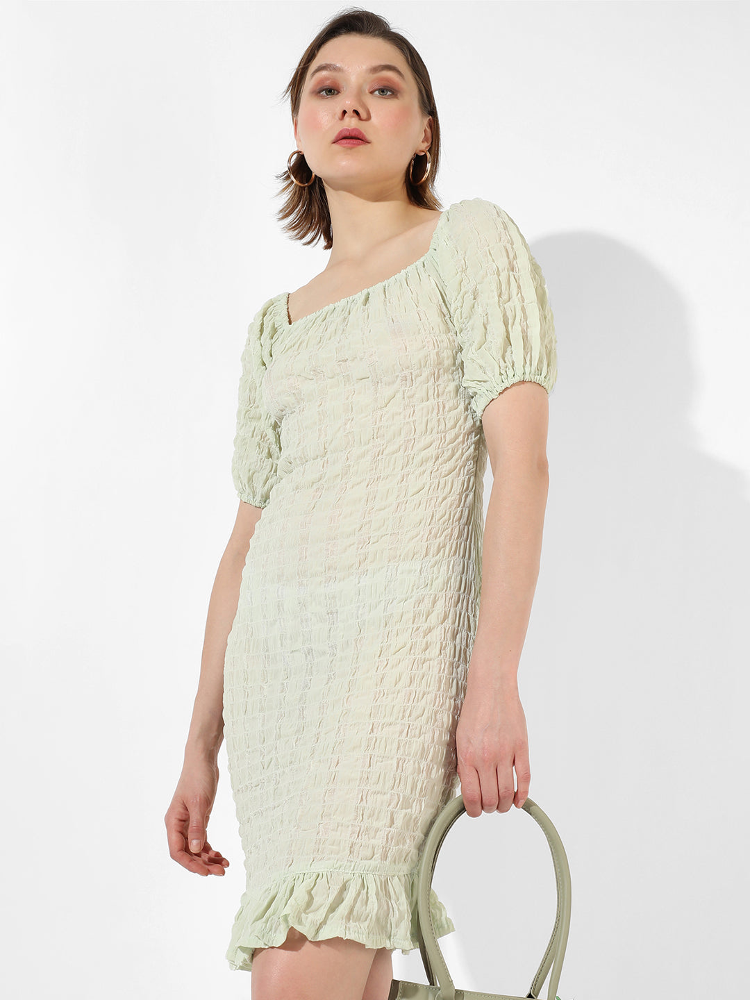 Solid Dress With Ruffle Detail