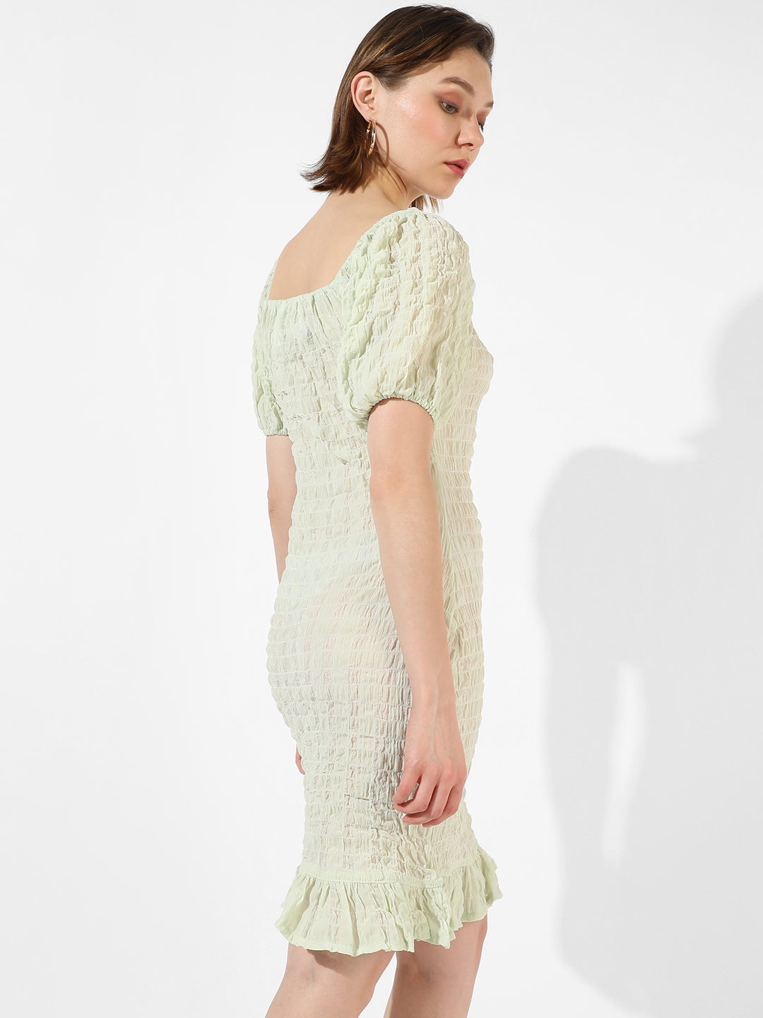 Solid Dress With Ruffle Detail