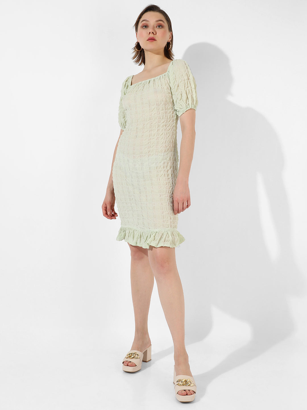 Solid Dress With Ruffle Detail