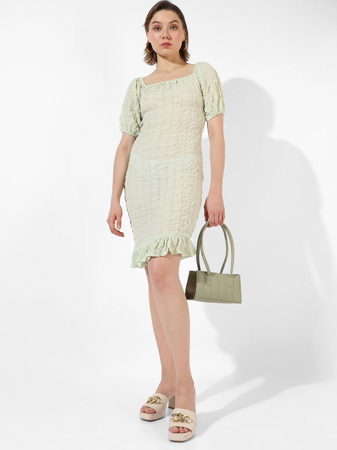 Solid Dress With Ruffle Detail