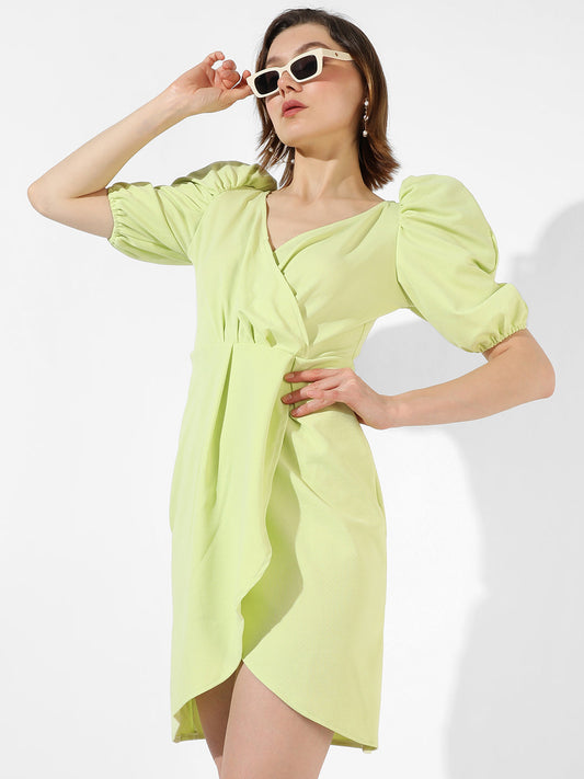 Solid Dress With Cinched Waist