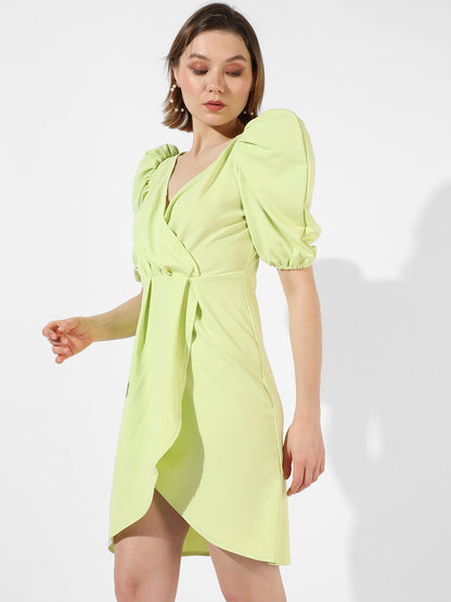 Solid Dress With Cinched Waist