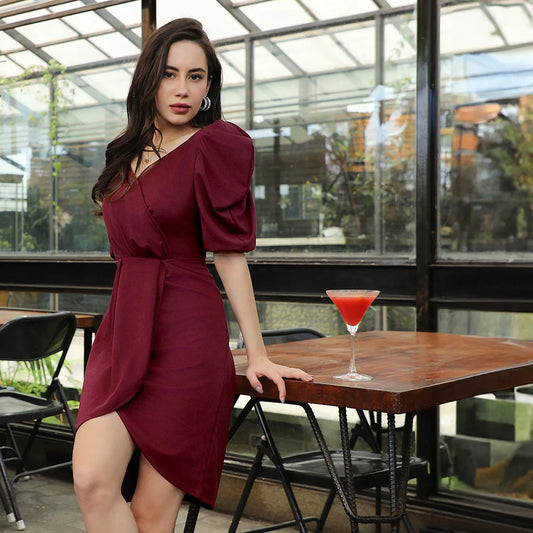 SOLID MAROON DRESS
