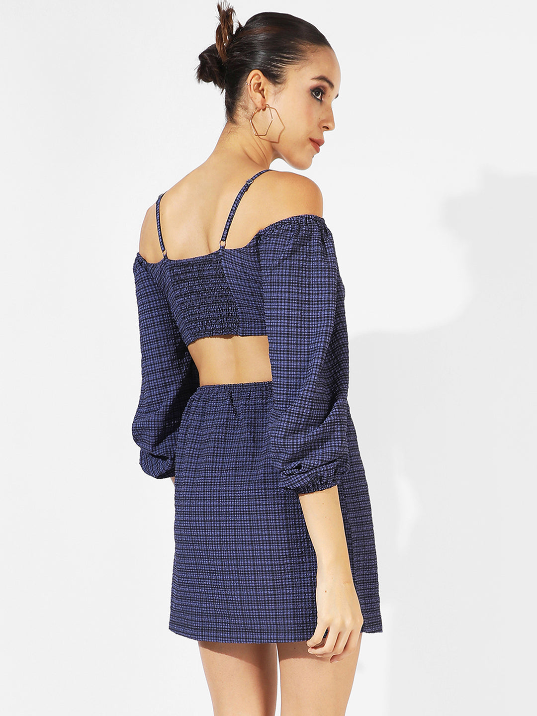 Cutout Checkered Dress