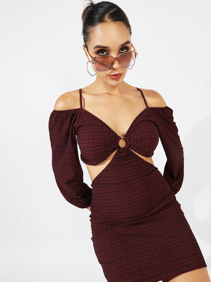 Cutout Checkered Dress