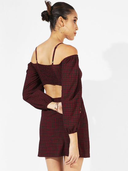 Cutout Checkered Dress