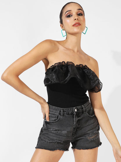 Ribbed Ruffle Bodysuit
