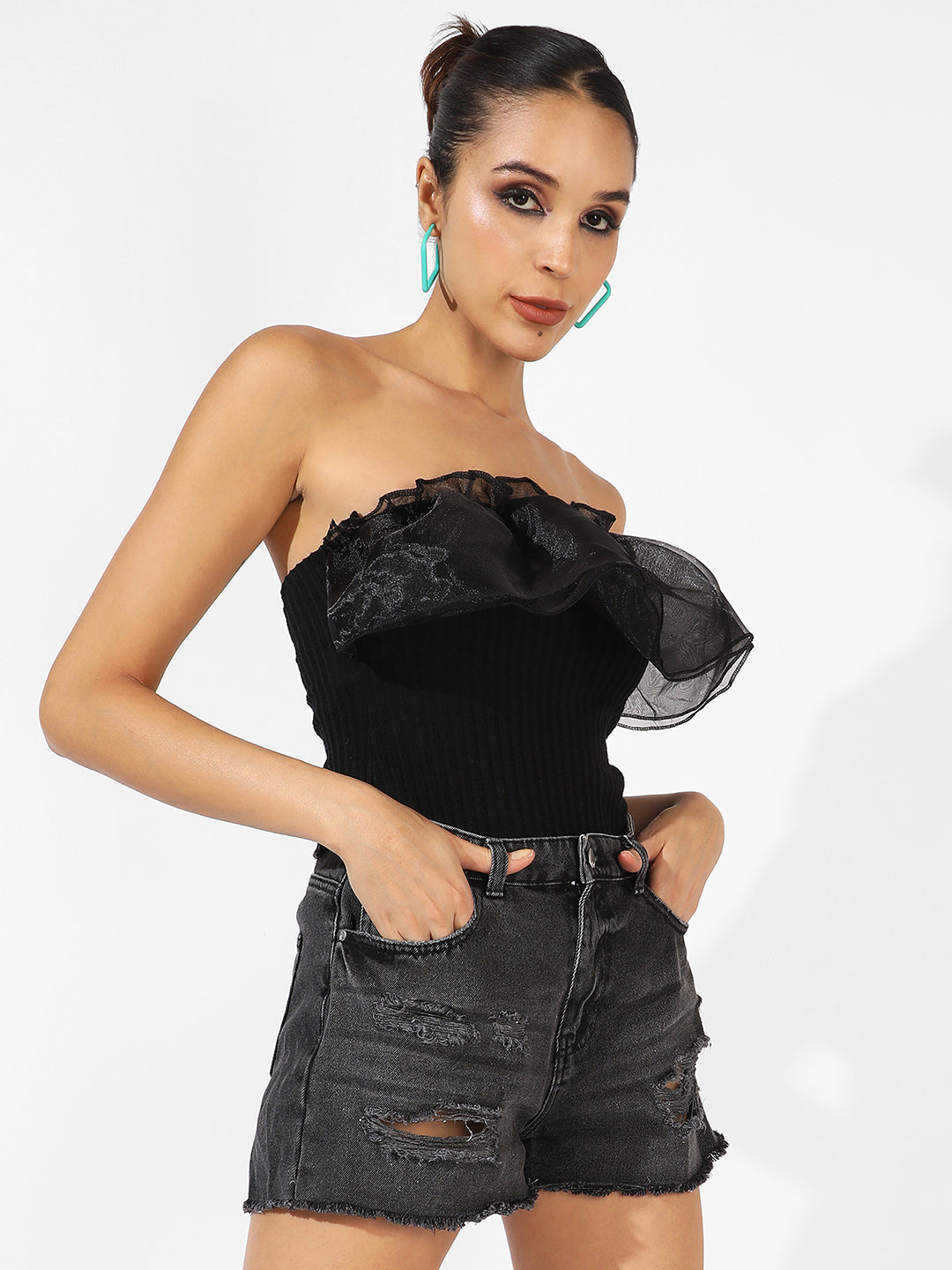 Ribbed Ruffle Bodysuit