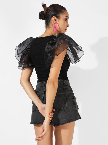 Ribbed Ruffle Bodysuit