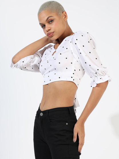 White Printed Top