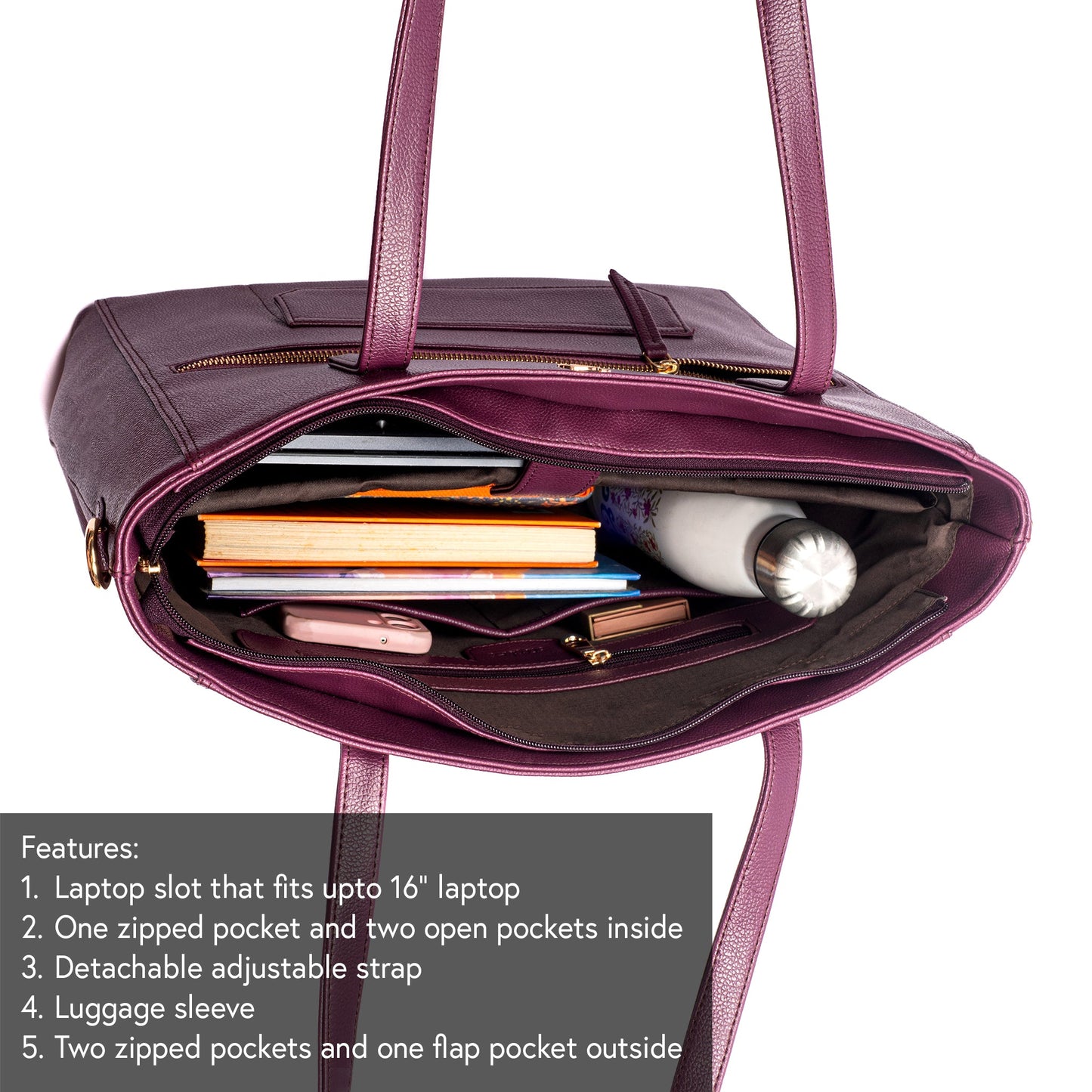 Burgundy Belle Aurea Tote bag for 16" laptop