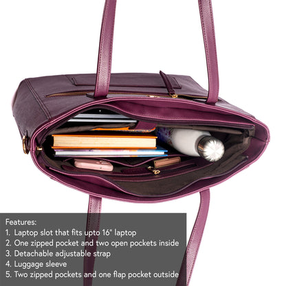 Burgundy Belle Aurea Tote bag for 16" laptop