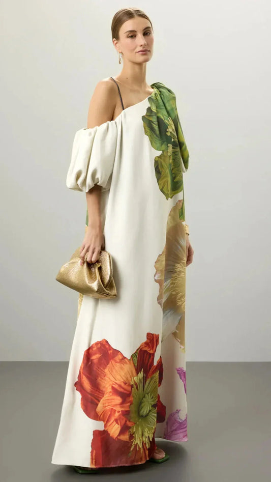 Floral Abstract Print Maxi Gown De Novoo