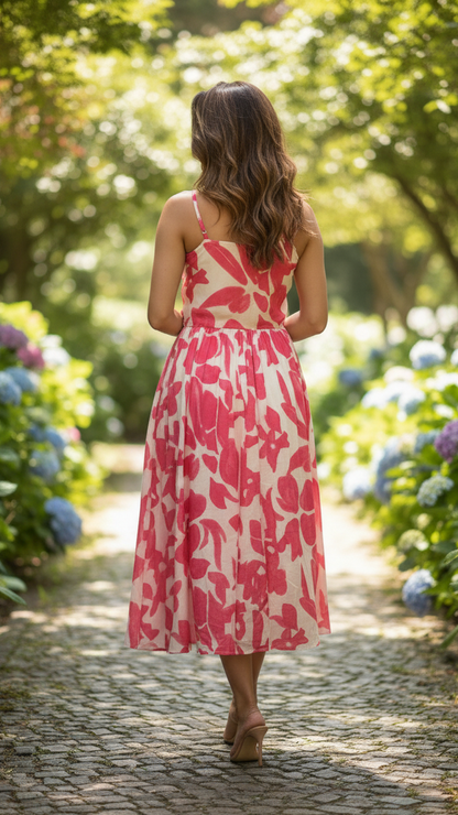 The Abstract Petal Print Camisole Dress