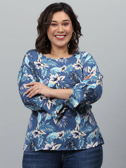 Floral Design Stylish Casual Top