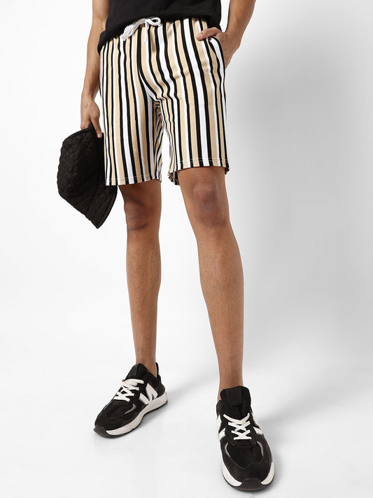 Barcode Striped Knit Shorts