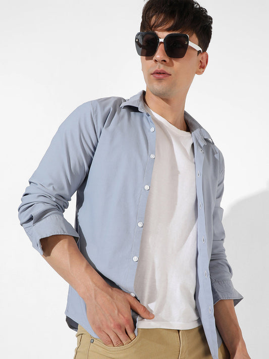 Solid Blue Oxford Shirt