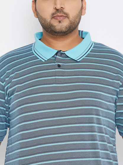 MEN STYLISH STRIPED HALF SLEEVE CASUAL T-SHIRT