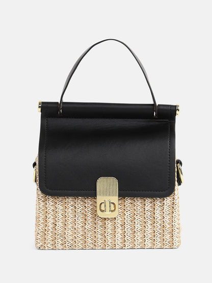 The Small Straw-MÃ©decin Hand Bag - Onyx Black