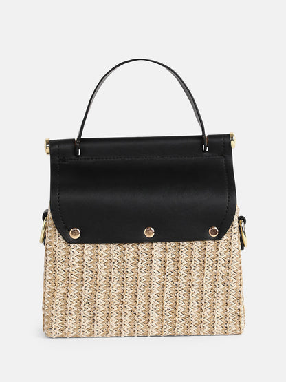 The Small Straw-MÃ©decin Hand Bag - Onyx Black