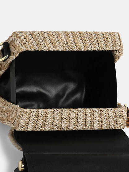 The Small Straw-MÃ©decin Hand Bag - Onyx Black
