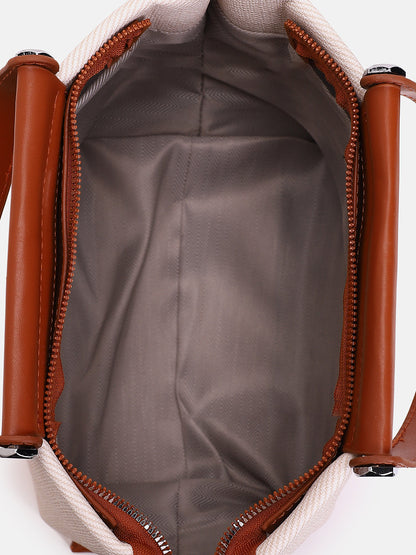 The Riviera-Daze Hand Bag - Russet Brown & Cream White