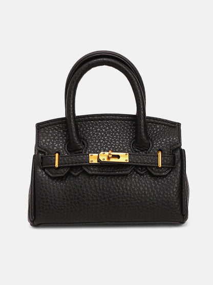 The Mini Overlap Satchel Sling Bag With Pouch - Onyx Black